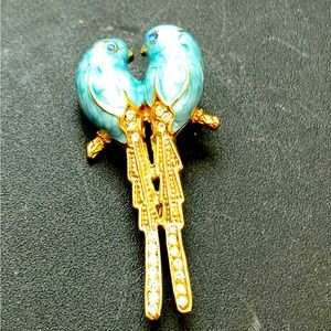 Vintage Blue Love Birds Brooch